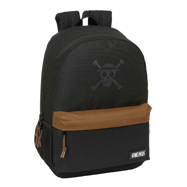 Safta One Piece Mochila Adaptable a Carro - Bolsillos Laterales - Doble Tirador en Cremallera - Bolsillo Frontal - Hombreras Ergonomicas - Asa de Mano Superior - 19L - 300x140x460mm - Color Negro