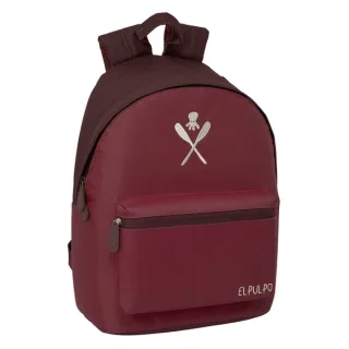 Safta el Pulpo Mochila para Portatiles hasta 14.1" - Bolsillo para Tablet hasta 10.6" - Asa de Mano - Bolsillo Frontal - Acolchada - 31x41x16cm - Color Burdeos