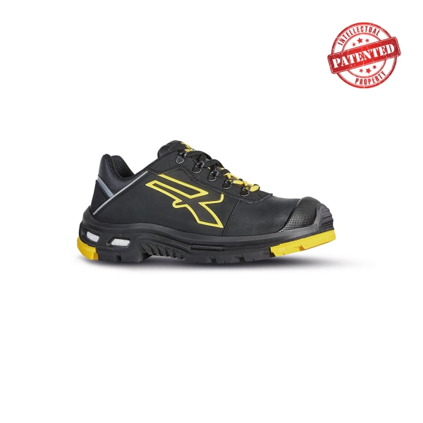 Upower Dave S Calzado de Seguridad Bajo - Talla 38 - Suela PU/Vibram, Aislamiento Termico, Puntera Aluminio AirToe, Antiperforacion, Suela Antideslizante, Entresuela Infinergy - Color Negro/