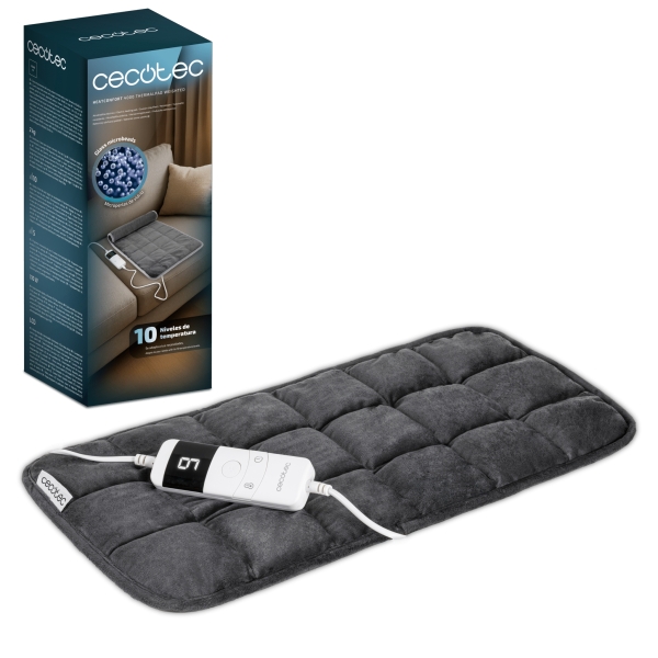 Cecotec HeatConfort 4000 ThermalPad Weighted Manta Electrica - 110W - Peso de 2kg - 10 Niveles de Temperatura - Temporizador - Control Extraible - Lavable a Maquina - 30x60cm - Color Gris Os