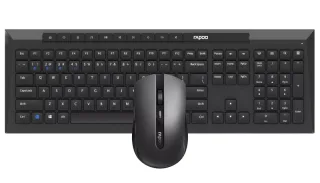 Rapoo 8210M Pack Teclado + Raton Inalambricos - Bluetooth y 2.4GHz - Raton 1600 DPI - Autonomia hasta 12 Meses - Color Negro
