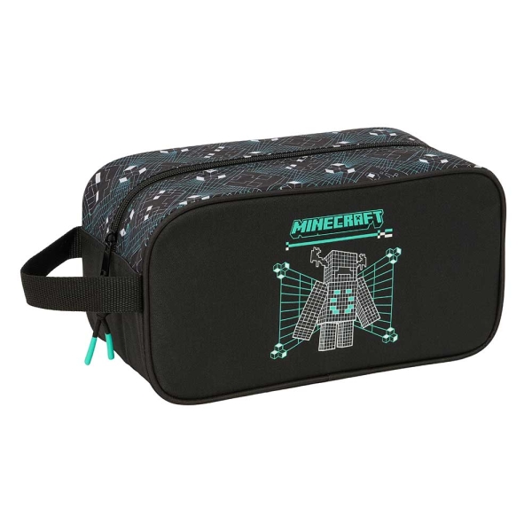 Safta Minecraft Screen Zapatillero Mediano - Capacidad 6L - Asa de Mano Lateral - 29x15x14cm - Color Negro