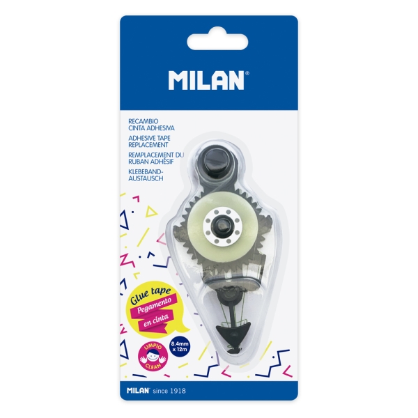 Milan Acid Recambio de Pegamento en Cinta - Multiusos - Multisuperficies - 8.4mm x 12m - Color Transparente