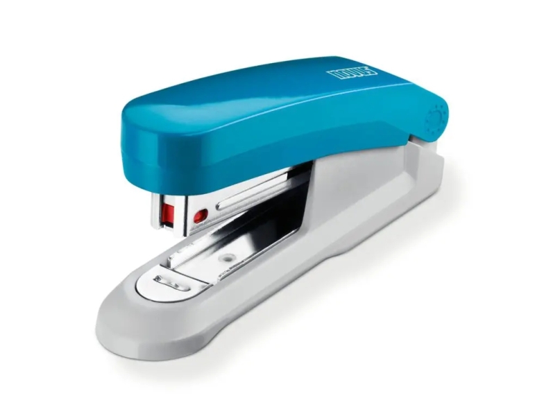 Novus Evolution E15 Fresh Grapadora de Sobremesa - Hasta 15 Hojas - Grapado Cerrado y Clavado - Incluye 200 Grapas Nº10 - Color Azulon/Gris
