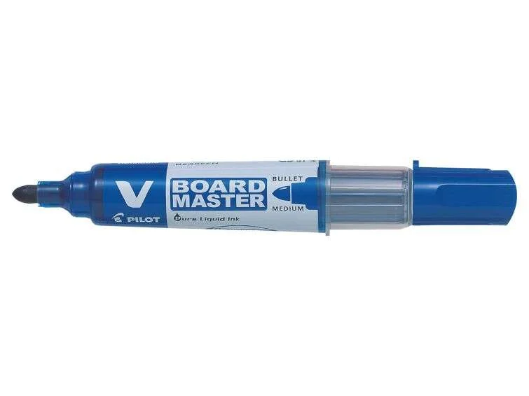 Pilot V-Board Master Begreen Rotulador para Pizarra Blanca - Punta Redonda 6mm - Trazo 2.3mm - 91% Plastico Reciclado - Recargable - Color Azul · Pack de 10 uds.