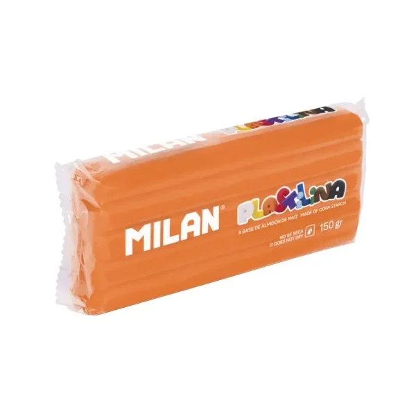 Milan Barra de Plastilina de 150gr - Base de Almidon de Maiz - Sin Gluten - Mezclables - Color Naranja
