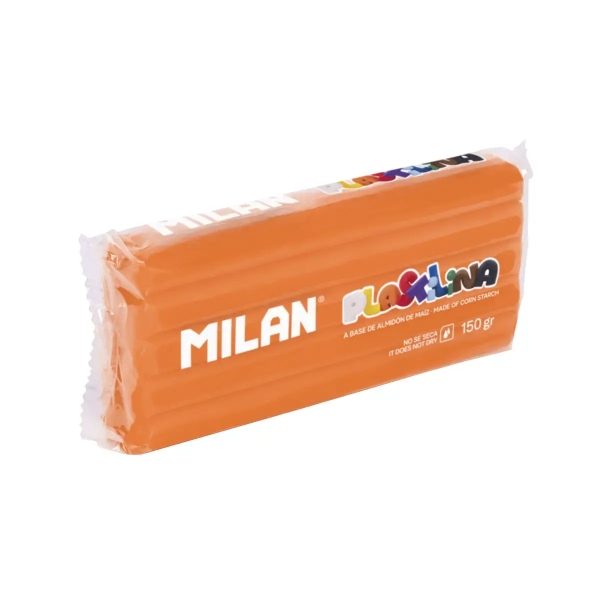Milan Barra de Plastilina de 150gr - Base de Almidon de Maiz - Sin Gluten - Mezclables - Color Naranja