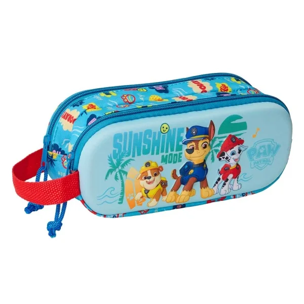 Safta Patrulla Canina Estuche Portatodo 3D de 1L - 2 Compartimentos - Cierre de Cremallera - Asa de Mano - 21x8x6cm - Color Rojo y Azul