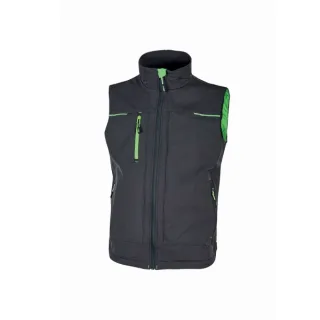 Upower Saturn Chaleco Resistente y Suave - Talla 2XL - Repelente al Agua, Transpirable, Secado Rapido, Bolsillos Practicos, Detalles Reflectantes, Proteccion DPI1 - Color Gris Asfalto Verdos