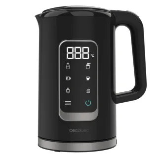 Cecotec Thermosense 500 Touch Hervidor de Agua de 1.7L - Potencia 2200W - Base 360º - Pantalla Digital - Temperatura Regulable - Acero Inoxidable - Apagado Automatico - Color Negro