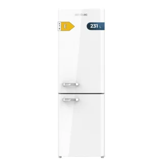 Cecotec Bolero CoolMarket Combi Origin 231 NF White E Frigorifico Combi - Capacidad 231L - Estilo Retro - Frio Envolvente - Cajon Humedad Regulable - Clase E - 54x68.8x176.5cm - Color Blanco