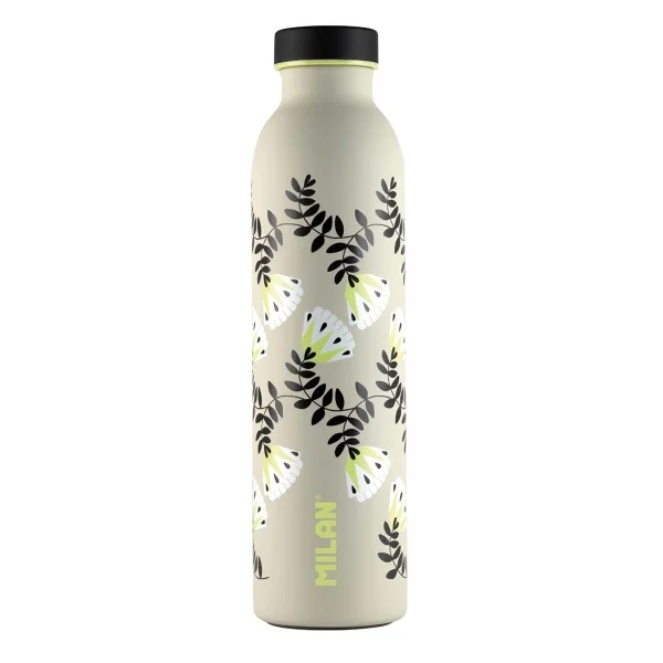 Milan Serie Especial Wallpaper Botella Isotermica 0.59L - Doble Pared de Acero Inoxidable - Liquidos Calientes hasta 12h, Frios hasta 24h - Color Beige