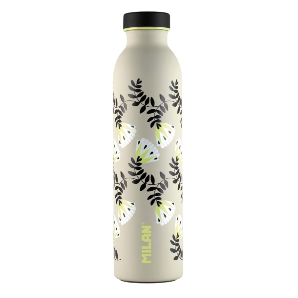 Milan Serie Especial Wallpaper Botella Isotermica 0.59L - Doble Pared de Acero Inoxidable - Liquidos Calientes hasta 12h, Frios hasta 24h - Color Beige
