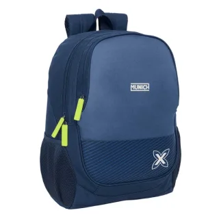 Safta Munich Blue Indigo Mochila Adaptable a Carro - Portabotellas - Dos Compartimentos - Cremalleras Dobles - Hombreras Acolchadas - Asa Superior - 23L - 320x160x440mm - Color Azul Marino
