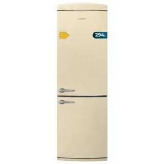 Cecotec Bolero CoolMarket Combi Origin 294+ Beige E Frigorifico Combi - Capacidad 294L - Congelacion Ultrarapida - Estilo Retro - Frio Envolvente - Clase E - 60.5x63.1x190.2cm - Color Beige