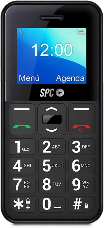 SPC Telefono Movil de Teclas Grandes - Diseño Compacto y Resistente - Boton SOS - Configuracion Remota - Notificaciones y Timbre Inteligentes - Menu Sencillo - Color Negro