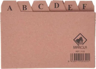 Mariola Indice A-Z Nº2 para Fichero - Medidas 125x75mm - Color Marron