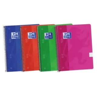 Oxford School Classic A5+ Europeanbook Spiralflex - Tapa de Plastico Resistente - 1 Linea por Pagina - 50 Hojas - Colores Surtidos · Pack de 10 uds.
