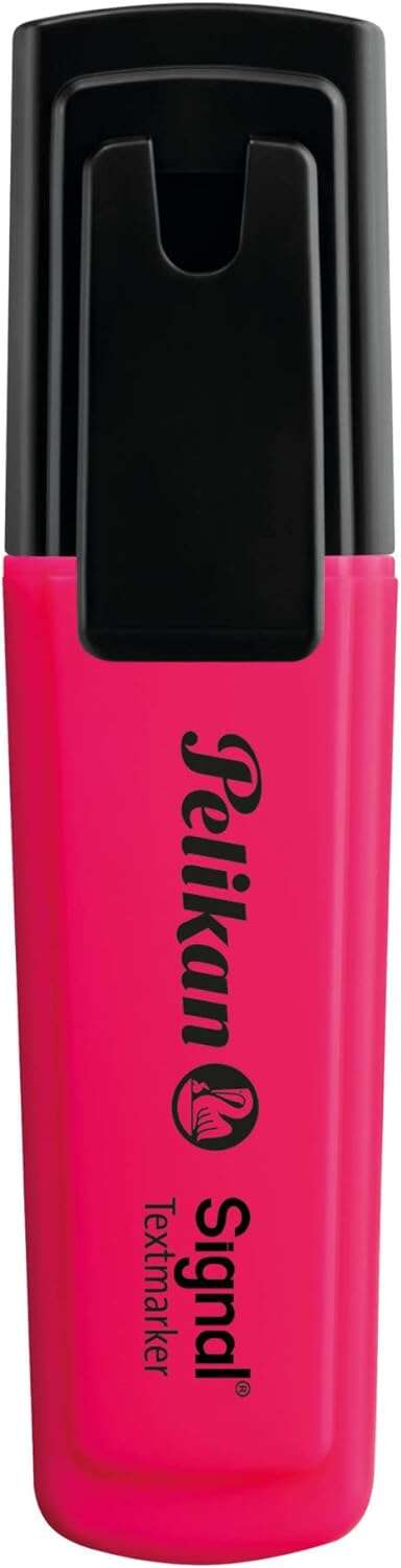 Pelikan Subrayador Textmarker Signal - Punta Biselada de 2.0mm - Tinta de Secado Rapido - Ideal para Resaltar Texto - Color Rosa Fluorescente · Pack de 10 uds.