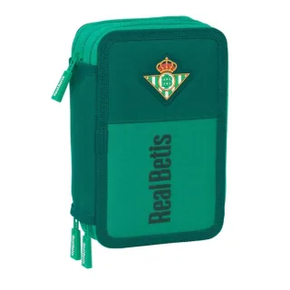 Safta Real Betis Balompie Plumier de 3 Pisos - 37 Piezas - 1.3L - Goma - Lapiz - Boligrafos - Sacapuntas - Reglas - 16 Colores - 14 Rotuladores - 125x55x195mm - Color Verde
