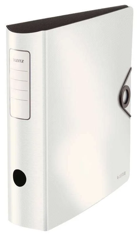 Leitz Active Solid Archivador de Palanca para formato A4 - Lomo Ancho Redondeado de 75mm - Mecanismo de 180° - Cierre con Goma Elastica - Color Blanco · Pack de 5 uds.