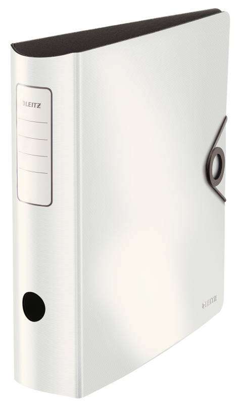 Leitz Active Solid Archivador de Palanca para formato A4 - Lomo Ancho Redondeado de 75mm - Mecanismo de 180° - Cierre con Goma Elastica - Color Blanco · Pack de 5 uds.