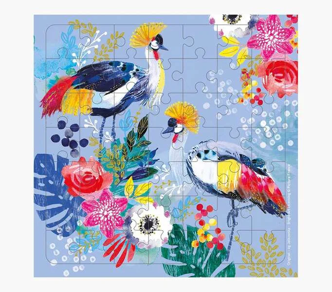 Pictura Tarjeta Puzzle - 15.5x15.5cm - Tematica de Grullas - 49 Piezas - Incluye Tarjeta Plegada y Sobre Blanco - Certificacion FSC
