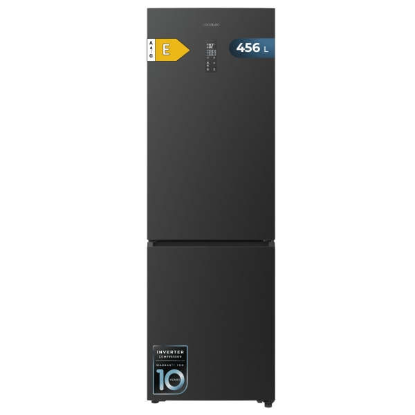 Cecotec Bolero CoolMarket Combi 456 Dark E Frigorifico Combi - Capacidad 456L - Compresor Inverter - Congelacion Ultrarapida - Silencioso - Frio Envolvente - Clase E - 201x59.5cm - Color Gri