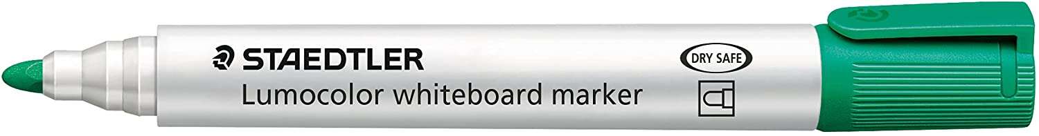 Staedtler Lumocolor 351 Rotulador para Pizarra Blanca - Punta Redonda - Trazo 2mm - Capuchon con Clip - Color Verde · Pack de 10 uds.