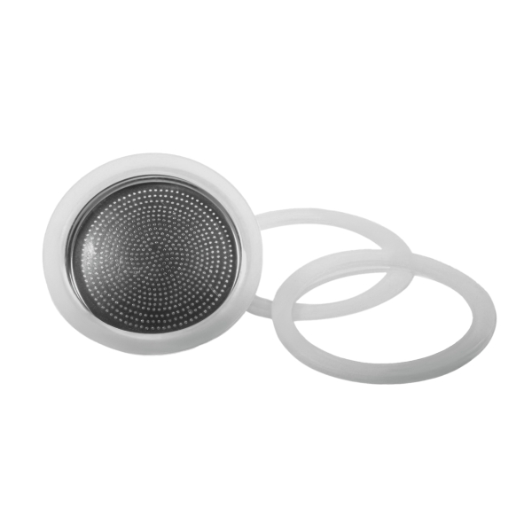 Cecotec Piccolina Filtro para Cafetera Italiana de 6 Tazas - Incluye 3 Juntas - Aluminio Resistente de Alta Calidad - Facil de Instalar - Optimiza el Sabor Del Cafe - Duradero y Ligero
