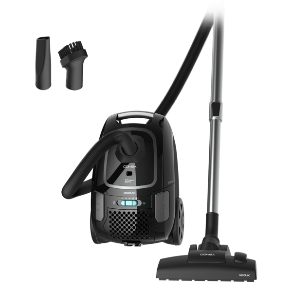 Cecotec Conga Powerbag 4000 XL Aspiradora de Trineo con Bolsa - Potencia 890W - Deposito de 4L - Incluye Accesorios - Radio de Accion hasta 7m - Color Negro