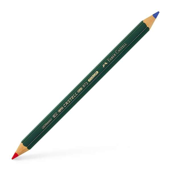Faber-Castell Castell Color 873 Lapiz Grueso Bicolor Hexagonal - Ecologico - Resistente a la Rotura - Color Rojo/Azul · Pack de 12 uds.