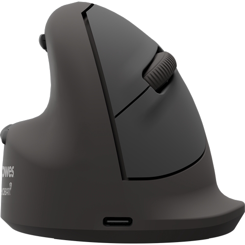 Fellowes Breyta Plus Raton Inalambrico Ergonomico Vertical 2400ppp - Tamaño Mediano - Bluetooth®, Dongle USB y Conexion por Cable - Certificado por FIRA - Uso Zurdo - Color Negro