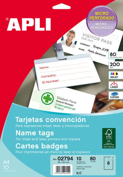 Apli Tarjetas Convencion Microperforadas 200g 10 Hojas