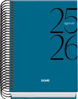 Dohe System Agenda Escolar 25/26 Espiral A6 - Dia Pagina - Papel 70g/m2 - Cubierta de Carton Plastificado - Color Azul