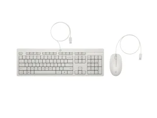 HP 225 Combo Teclado y Raton USB G2 - Tecla Copilot - Patas Ajustables - Raton Optico 1200 DPI - Plug & Play - Facil de Limpiar - Fabricado con Material Reciclado - Color Blanco