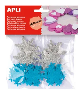 Apli Formas Goma Eva Adhesivas Copo de Nieve Purpurina 22 U - Decoracion Navideña - Faciles de Pegar - Brillantes y Llamativas · Pack de 5 uds.