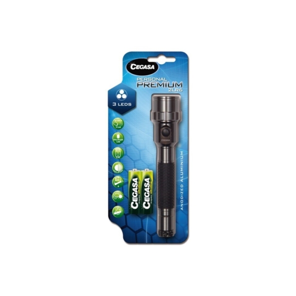Cegasa Personal Premium Linterna 20lm - Fabricada en Aluminio Anodizado - Resistencia a Golpes y Humedad - Funciona con 2 Pilas LR6 (Incluidas)