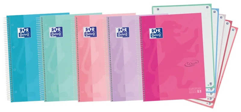 Oxford School Touch A4+ Europeanbook - Tapa Extradura - 120 Hojas - Colores Surtidos · Pack de 5 uds.