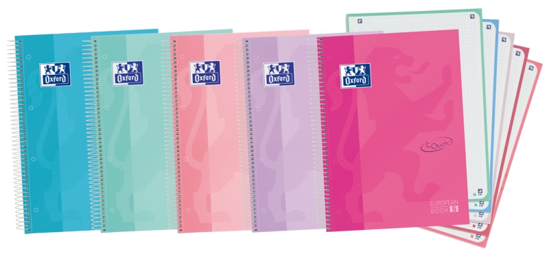 Oxford School Touch A4+ Europeanbook - Tapa Extradura - 120 Hojas - Colores Surtidos · Pack de 5 uds.