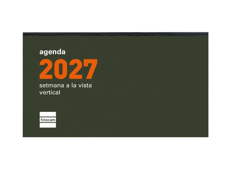Finocam P199C Recambio para Agenda Plana en Catalan - Anual 2027 - Semana Vista Vertical - Formato PL1 - 64x118mm - Papel de 60g/m2 - Color Crema
