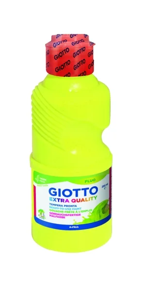 Giotto Extra Quality Fluo Tempera - 250ml - Lispa para el Uso - Botella Bio Pet - Color Amarillo Fluorescente