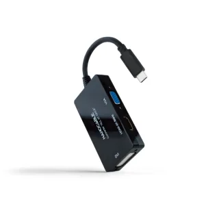 Nanocable Conversor de Video - USB-C a HDMI, DVI y VGA - 3 Salidas Simultaneas - 4K a 60Hz por HDMI - Modo SST y MST - Longitud 20cm - Color Negro