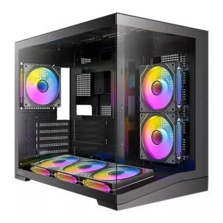 Antec CX M3 ARGB Caja MicroATX - Cristal Templado - 1 x USB 2.0, 1 x USB-A 3.0, 1 x USB-C 3.2 - 1 x Audio + Micro - 6 Ventiladores ARGB - Color Negro
