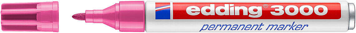 Edding 3000 Rotulador Permanente - Punta Redonda de 1.5mm - Trazo entre 1.5 y 3mm - Recargable - Secado Rapido - Color Rosa · Pack de 10 uds.