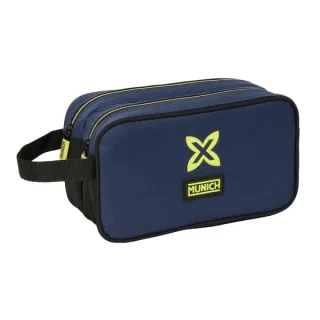 Safta Munich Track Neceser de 5L - 2 Compartimentos con Cremallera - Asa Lateral - Adapatable a Carro - 260x125x150mm - Color Azul Marino