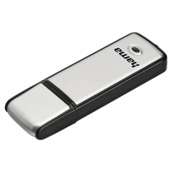 Hama Fancy Memoria Pendrive USB 2.0 con Tapa - 32GB de Capacidad - 10Mb/s de Transferencia - Aluminio Cepillado - Color Negro y Plata