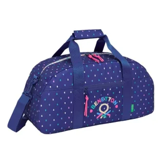 Safta Benetton Drop Bolsa de Deporte - Bolsillo Frontal - Bandolera Ajustable - Tirador Doble - Tacos de Proteccion en Base - Fondo Interior Semirigido - 26L - 500x200x260mm - Color Azul Osc