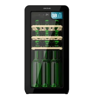 Cecotec Bolero GrandSommelier Origin 18 Hit Black Vinoteca 18 Botellas - Luz LED - Temperatura Regulable - Estilo Retro - Compresor Integrado - Ventilador Interior - 74.3x36.6x47.6cm - Color