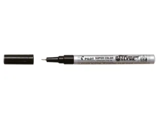 Pilot Super Color Rotulador Permanente Fino - Punta de 1mm de Poliacetal - Tinta muy Densa y Opaca - Cuerpo Metalico - Color Plata · Pack de 12 uds.